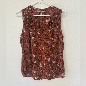 Daniel Rainn Tank Top Size S Orange Floral Sleeveless Lightweight Blouse